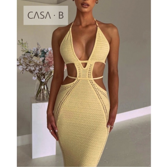 Yellow Halter Maxi Dress - Picture 2 of 7